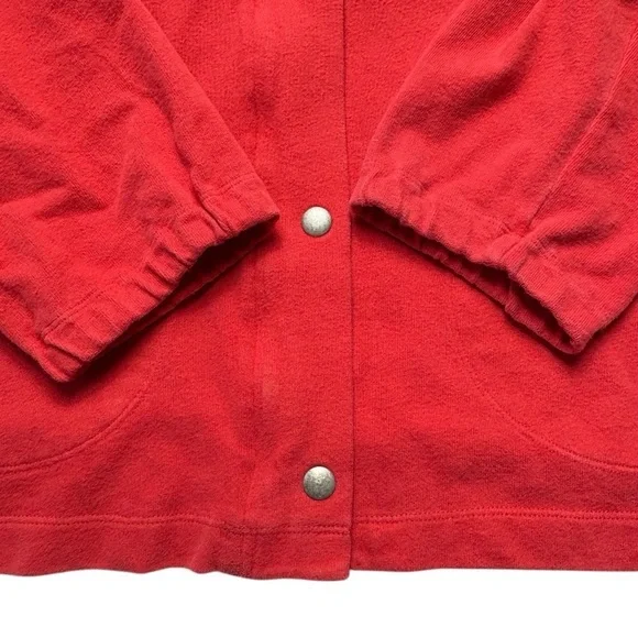 Eileen Fisher Woman Organic Cotton Full Zip Hoodie Size 2X Tomato Red Pockets - Picture 3 of 10